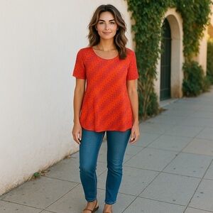 LuLaRoe Women’s Small Multi-Colored Amelia Unicorn Striped Scoop Neck shirt